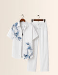 Blue Flower Printed Full Pant Cords - XPCRDF