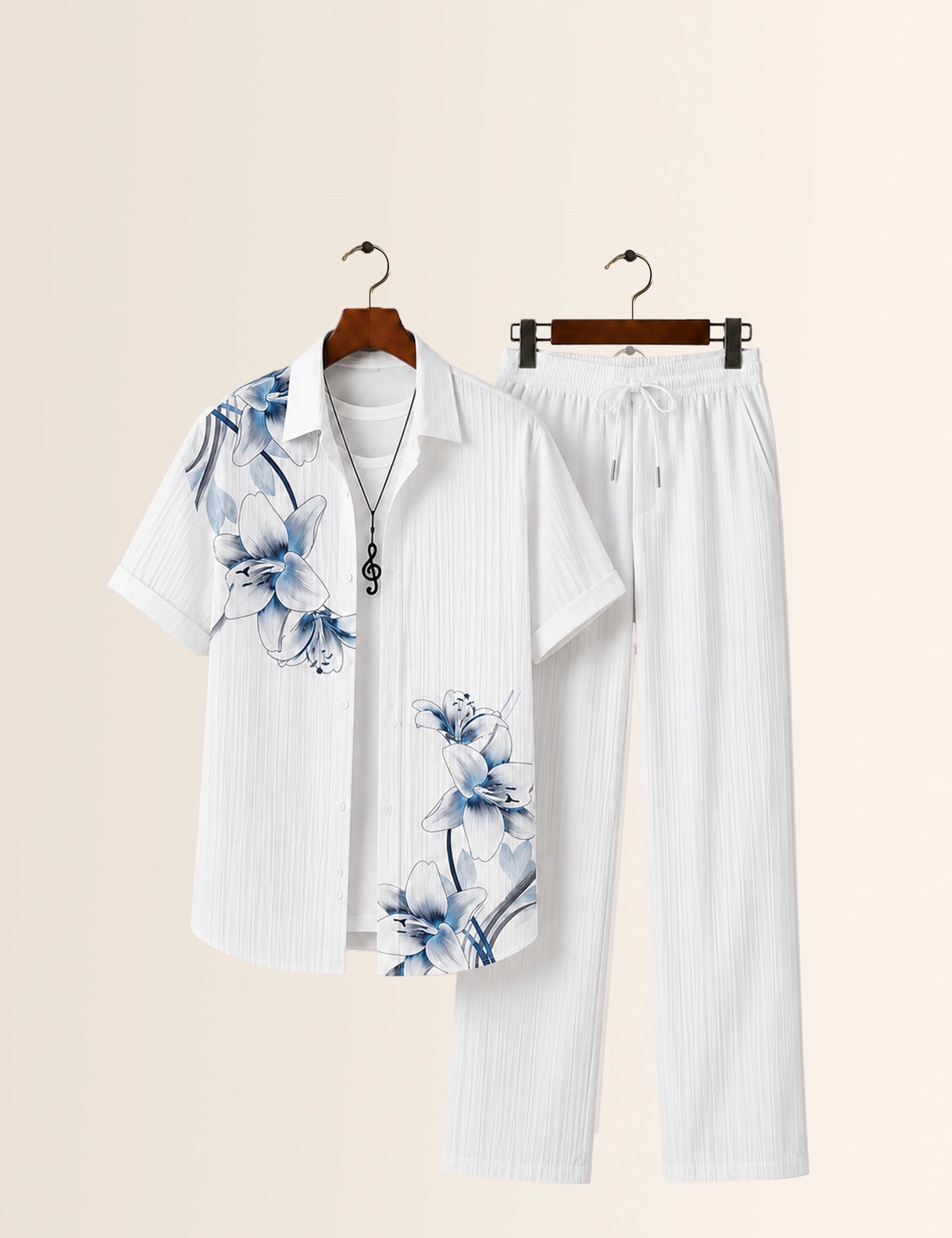 Blue Flower Printed Full Pant Cords - XPCRDF