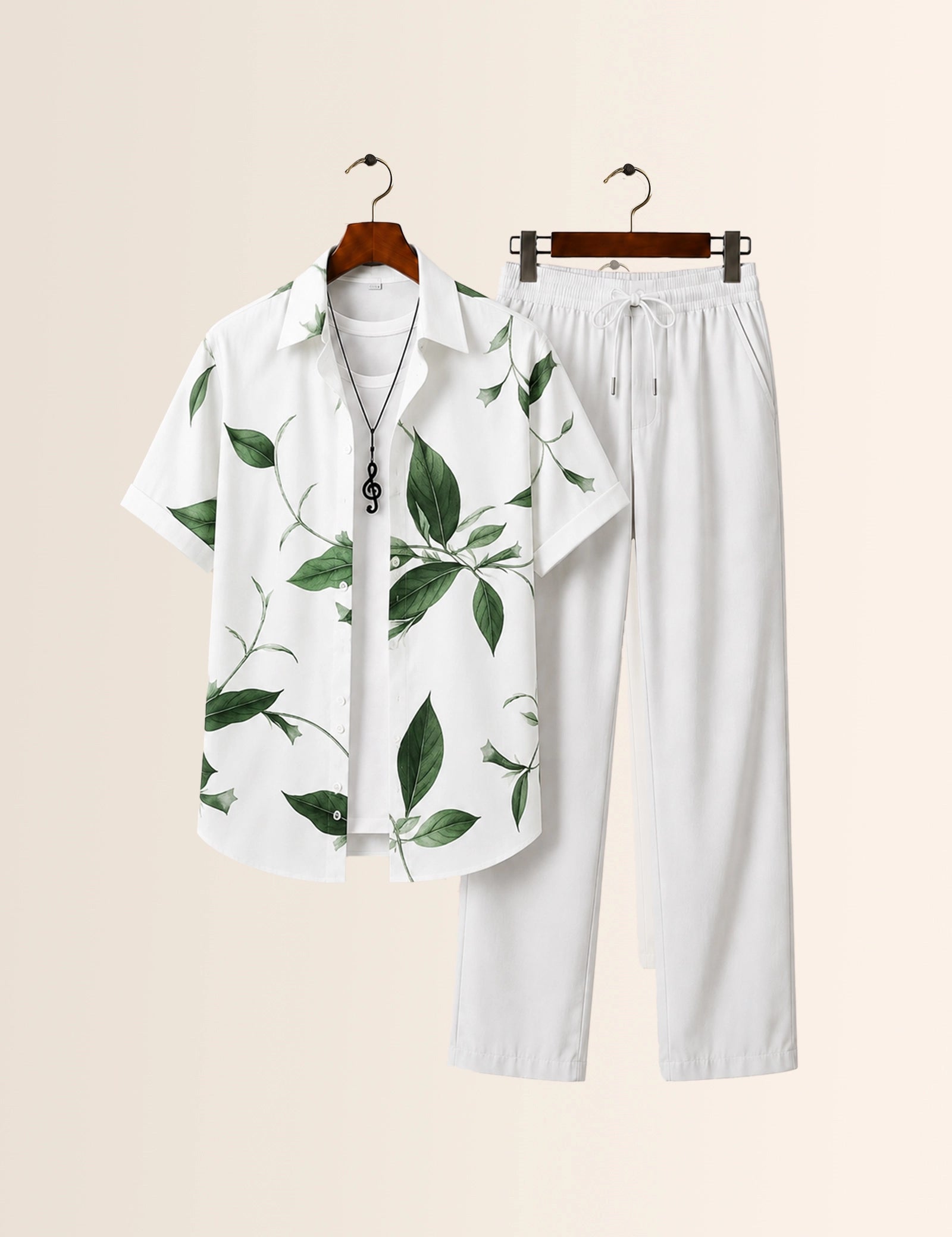 Green Leafs Printed Full Pant Cords - XPCRDF