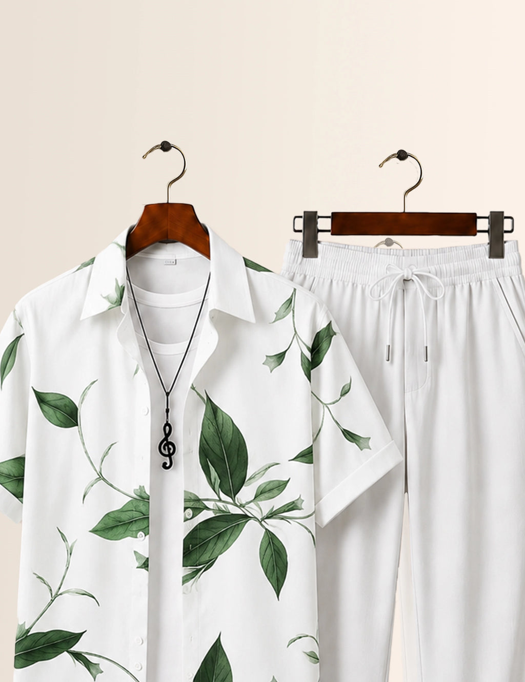 Green Leafs Printed Full Pant Cords - XPCRDF