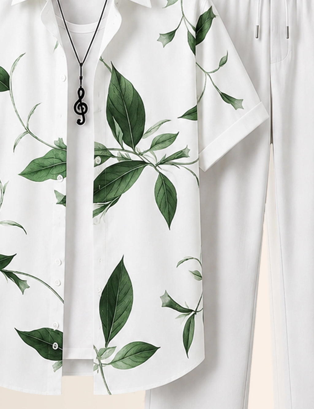 Green Leafs Printed Full Pant Cords - XPCRDF