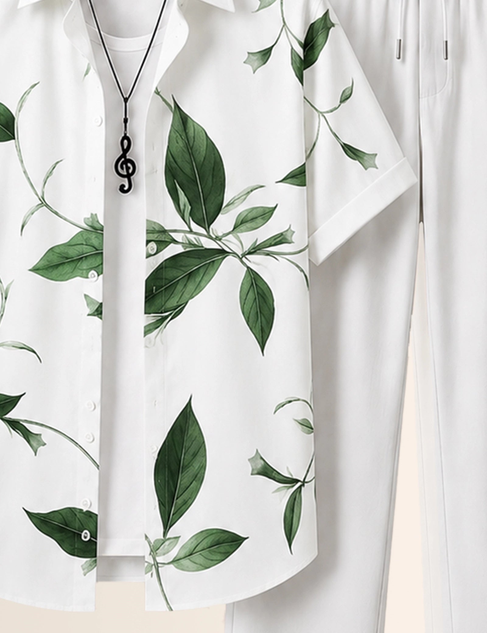 Green Leafs Printed Full Pant Cords - XPCRDF