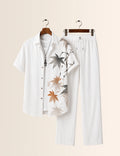 Grey Leaves Printed Full Pant Cords - XPCRDF
