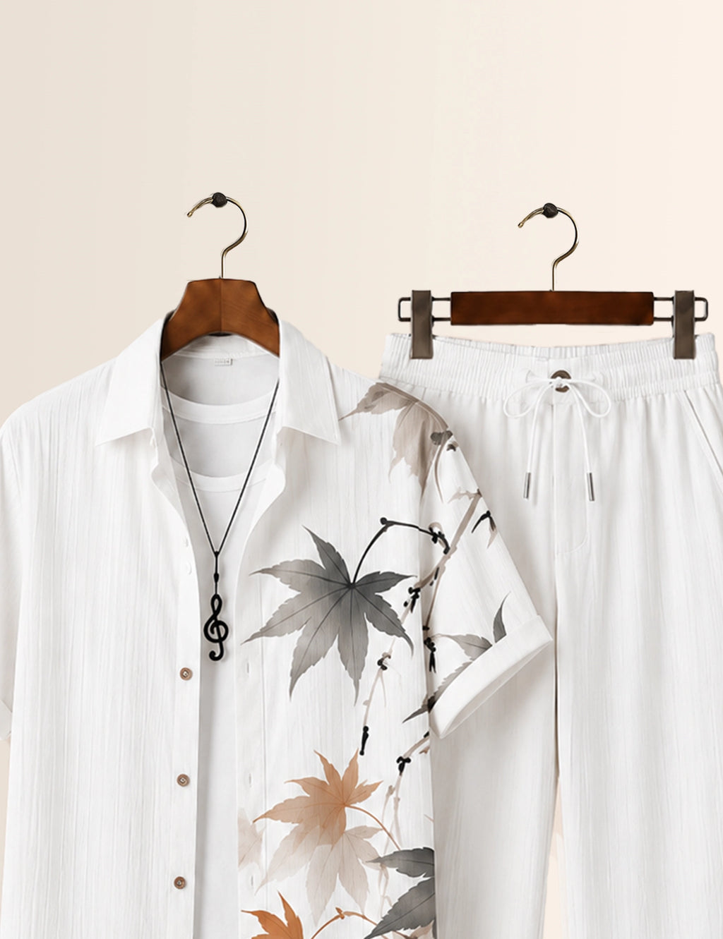 Grey Leaves Printed Full Pant Cords - XPCRDF