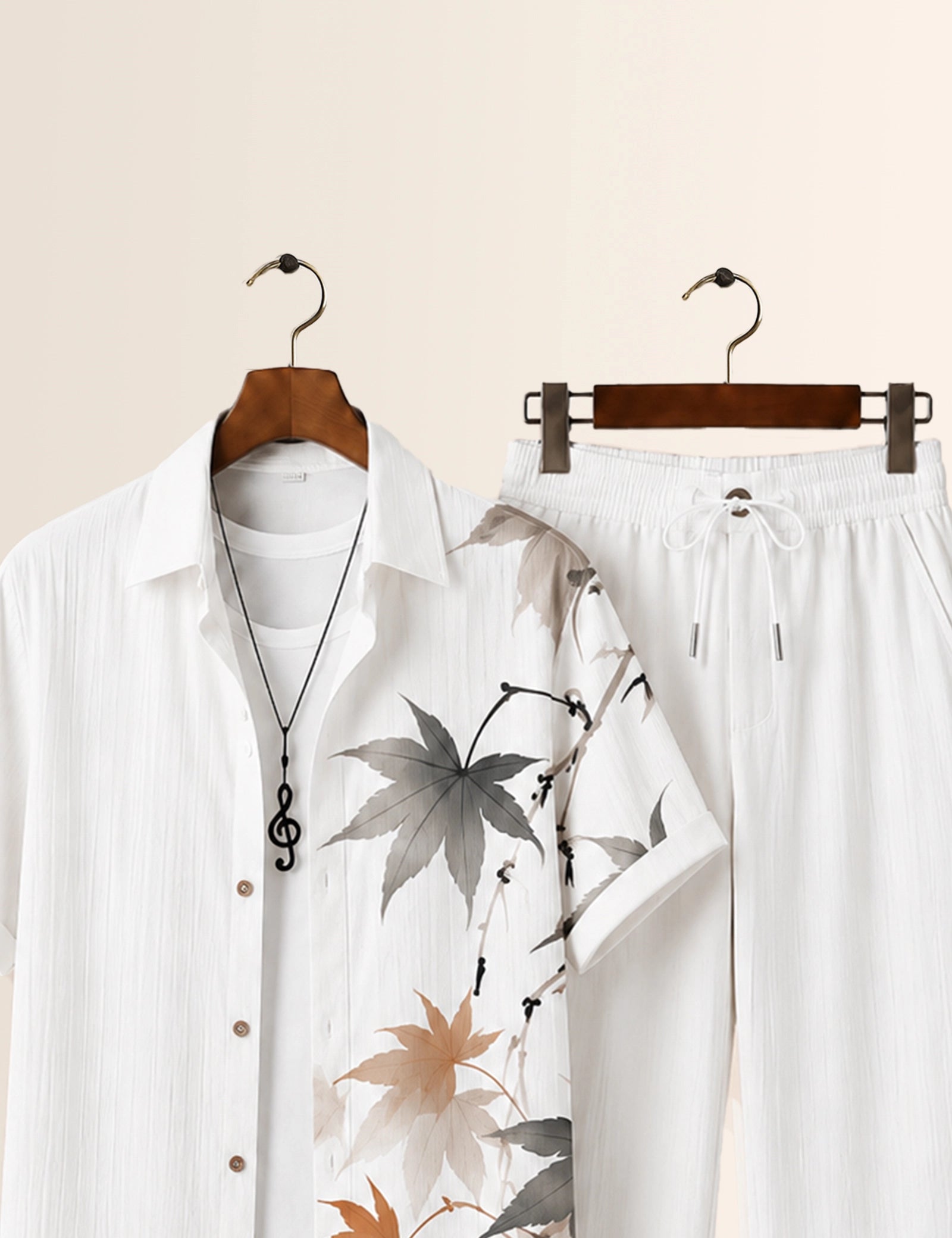 Grey Leaves Printed Full Pant Cords - XPCRDF