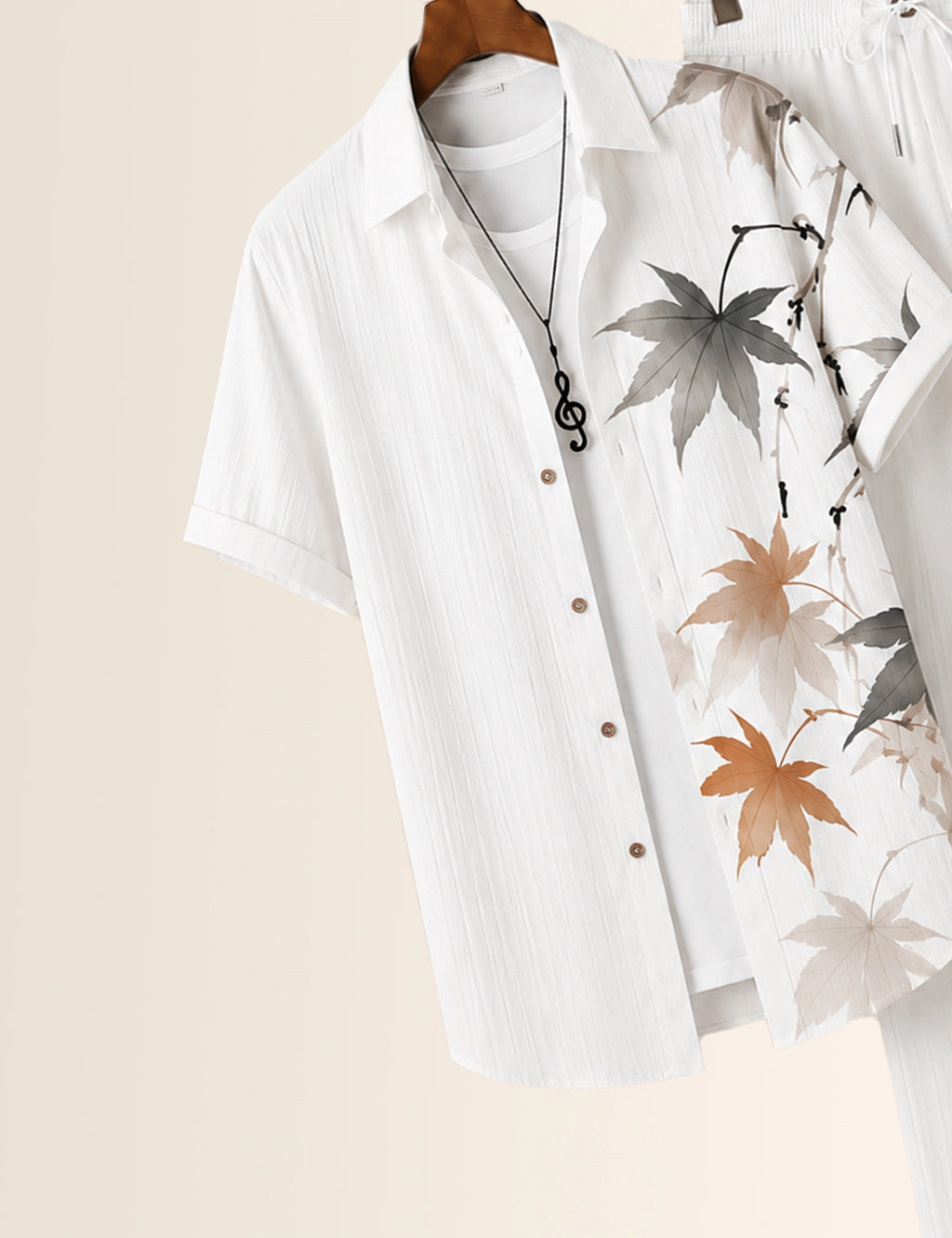 Grey Leaves Printed Full Pant Cords - XPCRDF