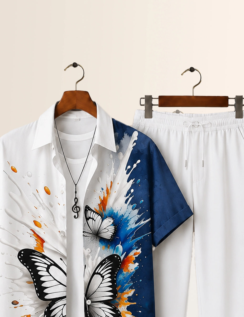 Navy Butterfly Printed Full Pant Cords - XPCRDF