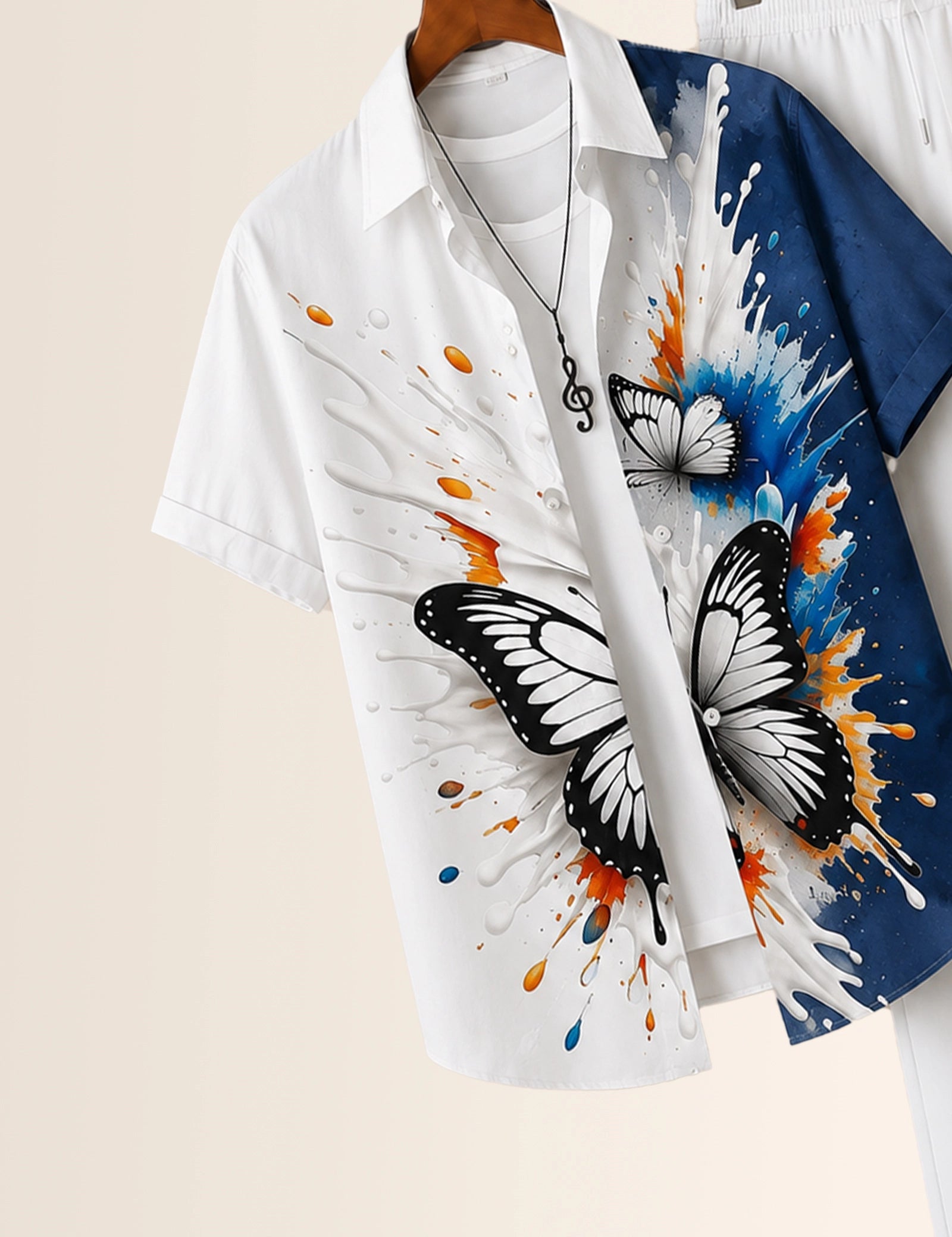 Navy Butterfly Printed Full Pant Cords - XPCRDF
