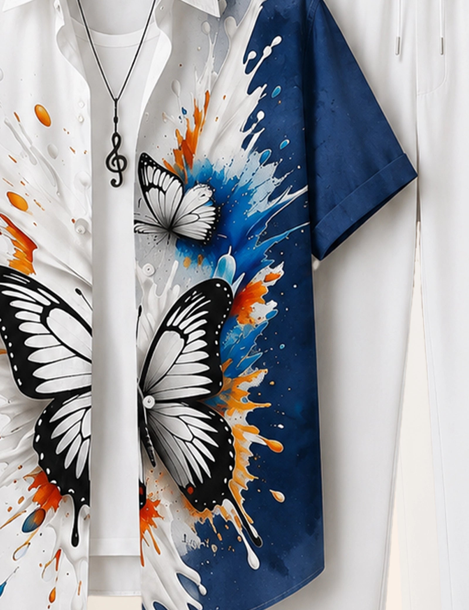 Navy Butterfly Printed Full Pant Cords - XPCRDF