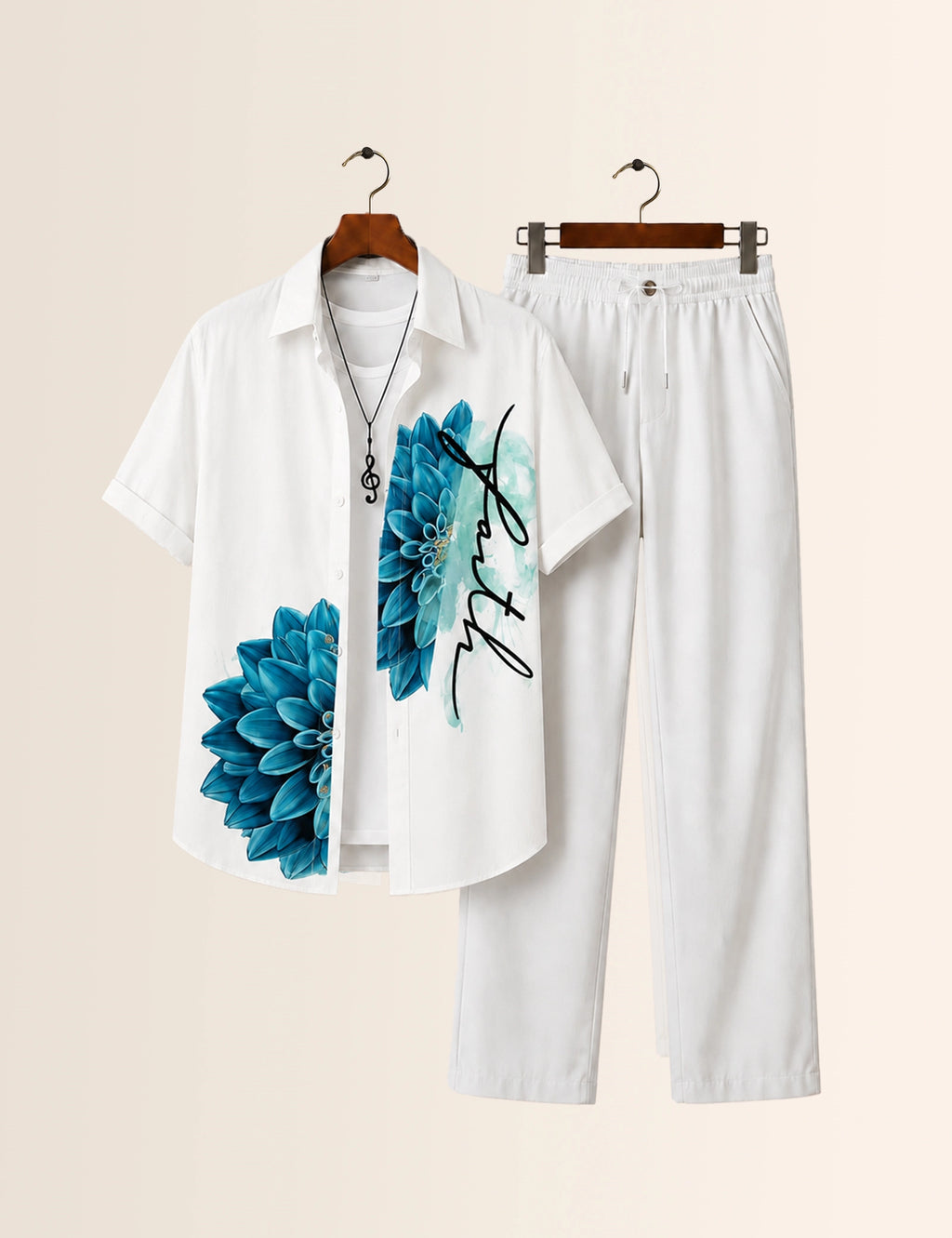 Navy Flower Printed Full Pant Cords - XPCRDF