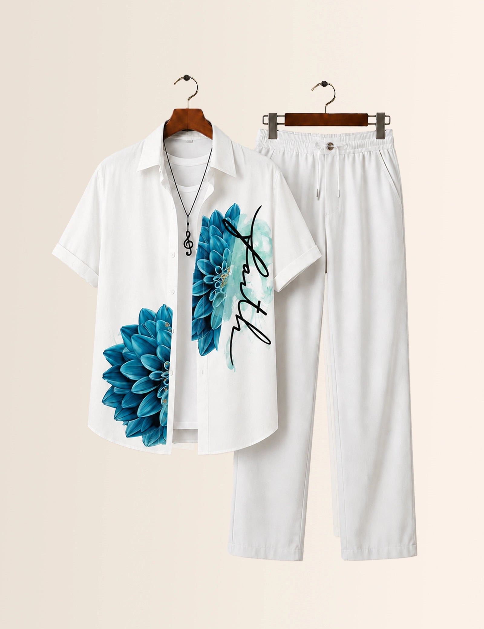Navy Flower Printed Full Pant Cords - XPCRDF