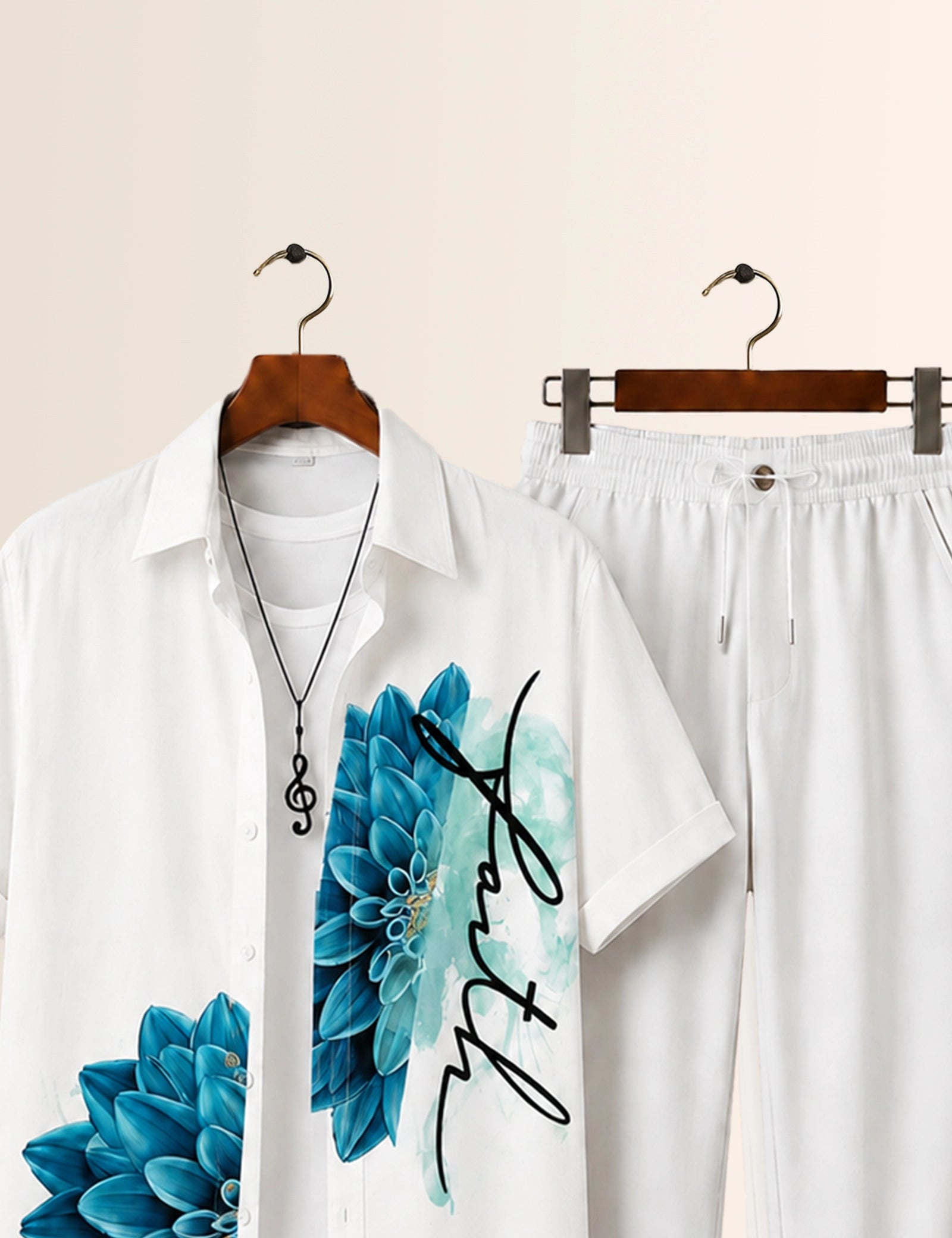 Navy Flower Printed Full Pant Cords - XPCRDF