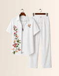 Side Flower Printed Full Pant Cords - XPCRDF