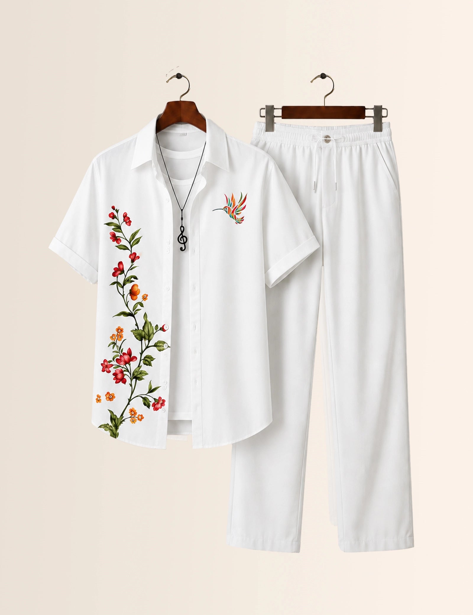 Side Flower Printed Full Pant Cords - XPCRDF