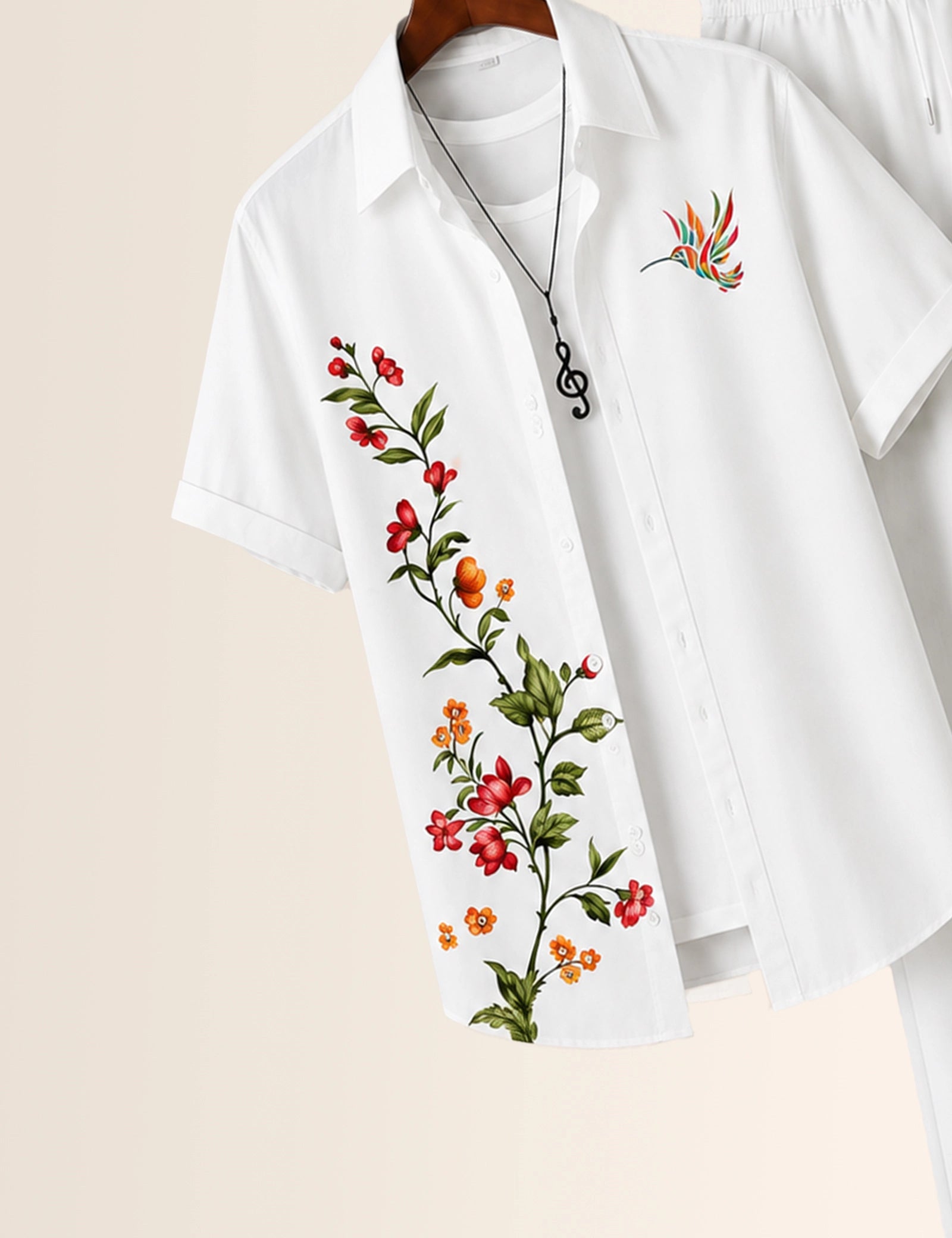 Side Flower Printed Full Pant Cords - XPCRDF