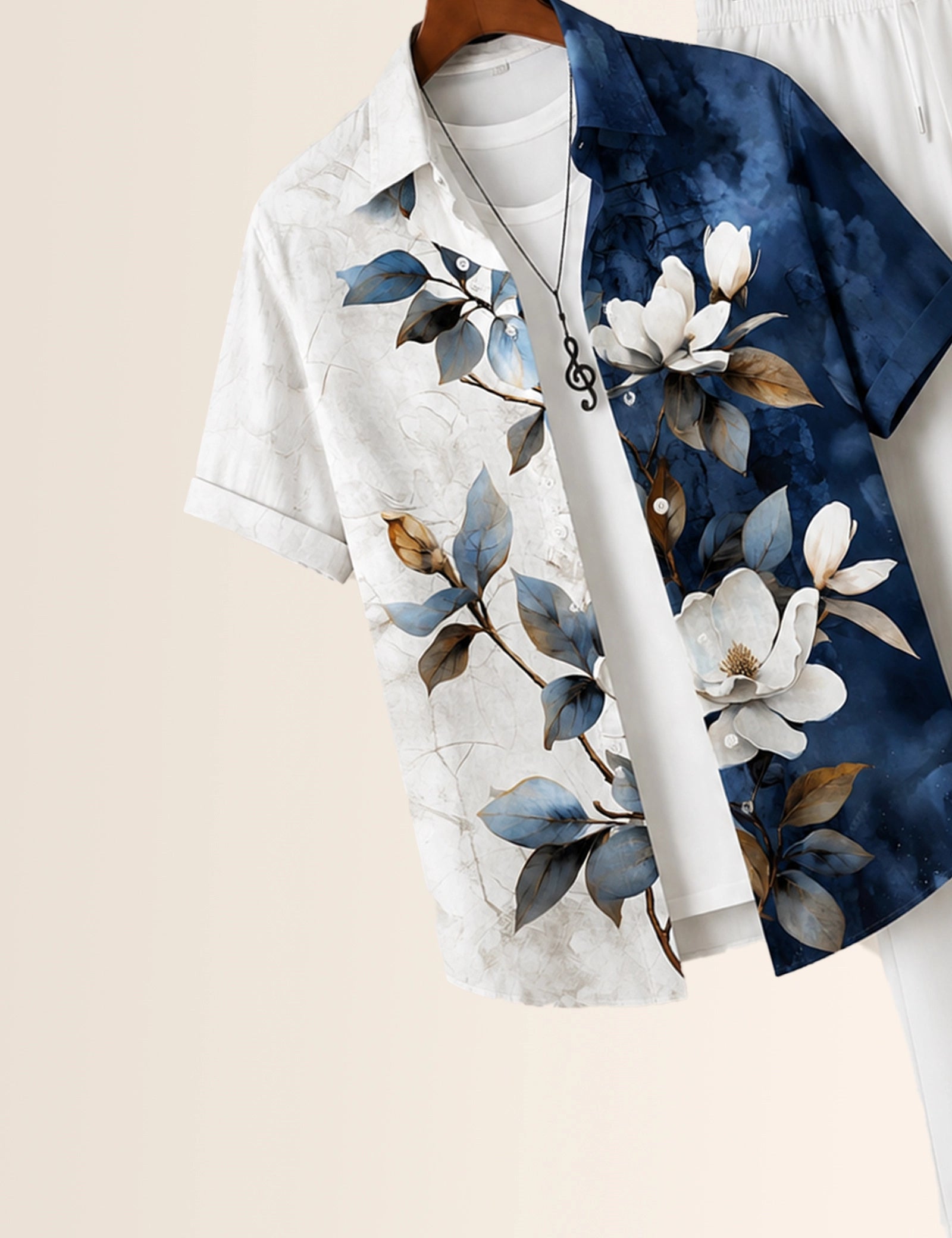 White Flower Printed Full Pant Cords - XPCRDF