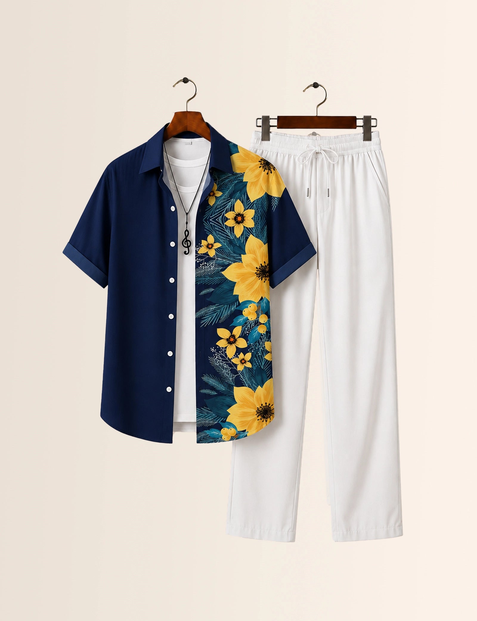 Yellow Flower Printed Full Pant Cords - XPCRDF