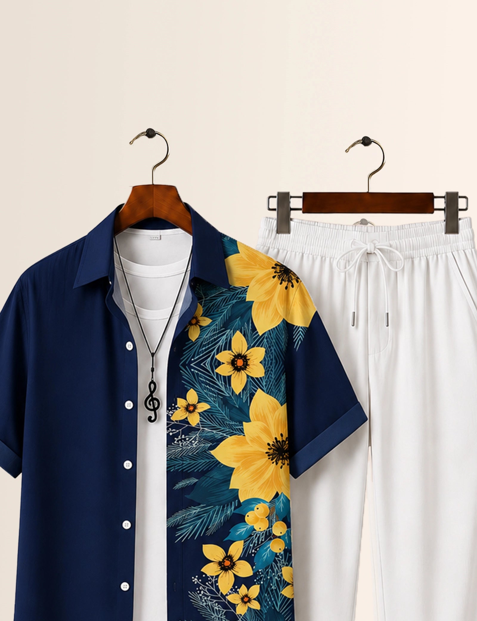 Yellow Flower Printed Full Pant Cords - XPCRDF