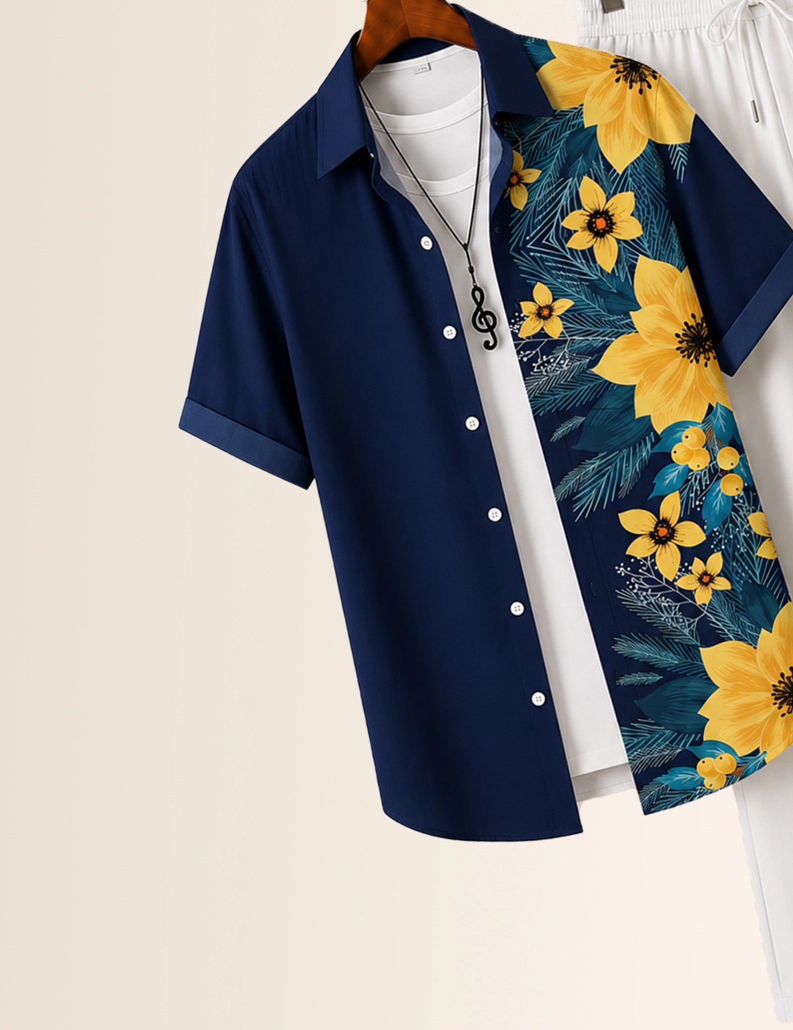Yellow Flower Printed Full Pant Cords - XPCRDF