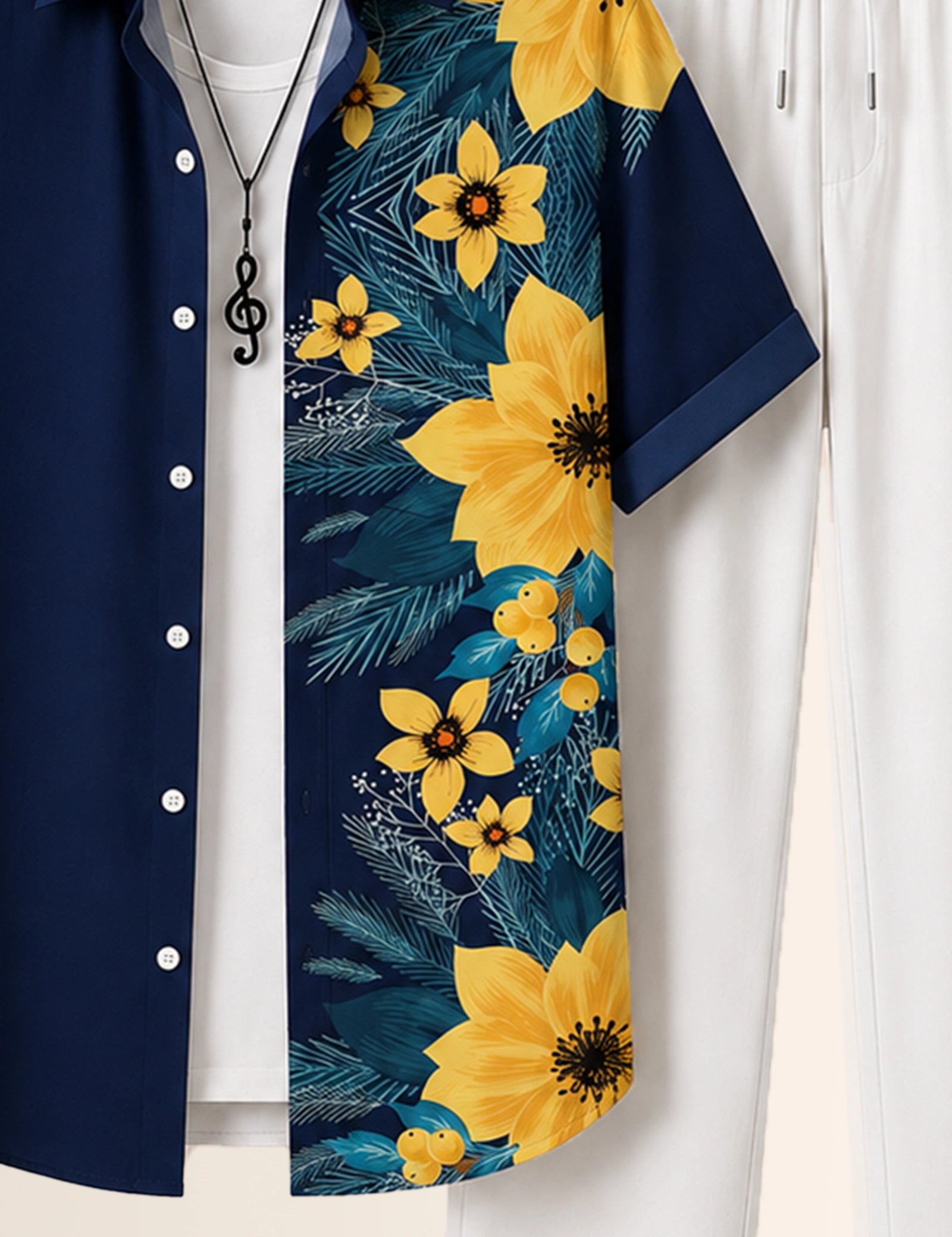 Yellow Flower Printed Full Pant Cords - XPCRDF