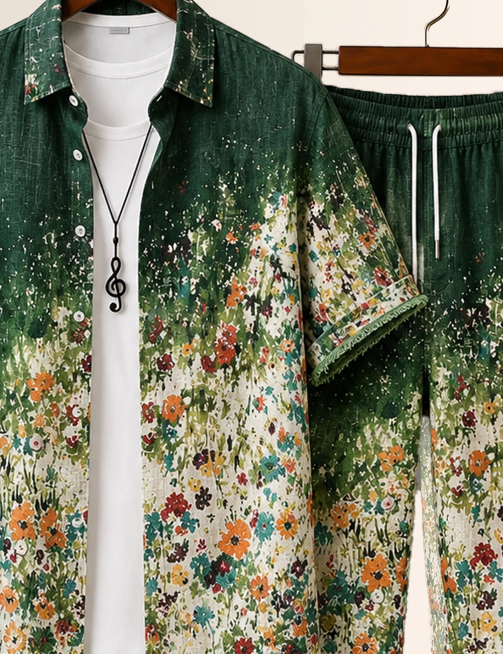 Green Flowers Everyday Co-Ord Set - XPCRDH