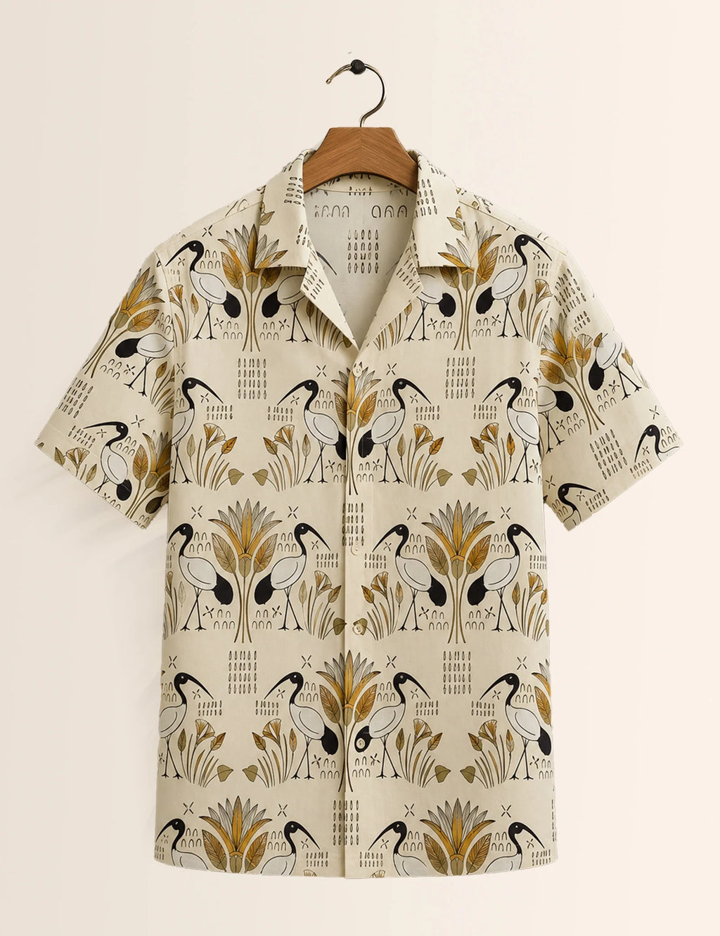 Cream Badak Printed Unisex Half Sleeves Shirt
