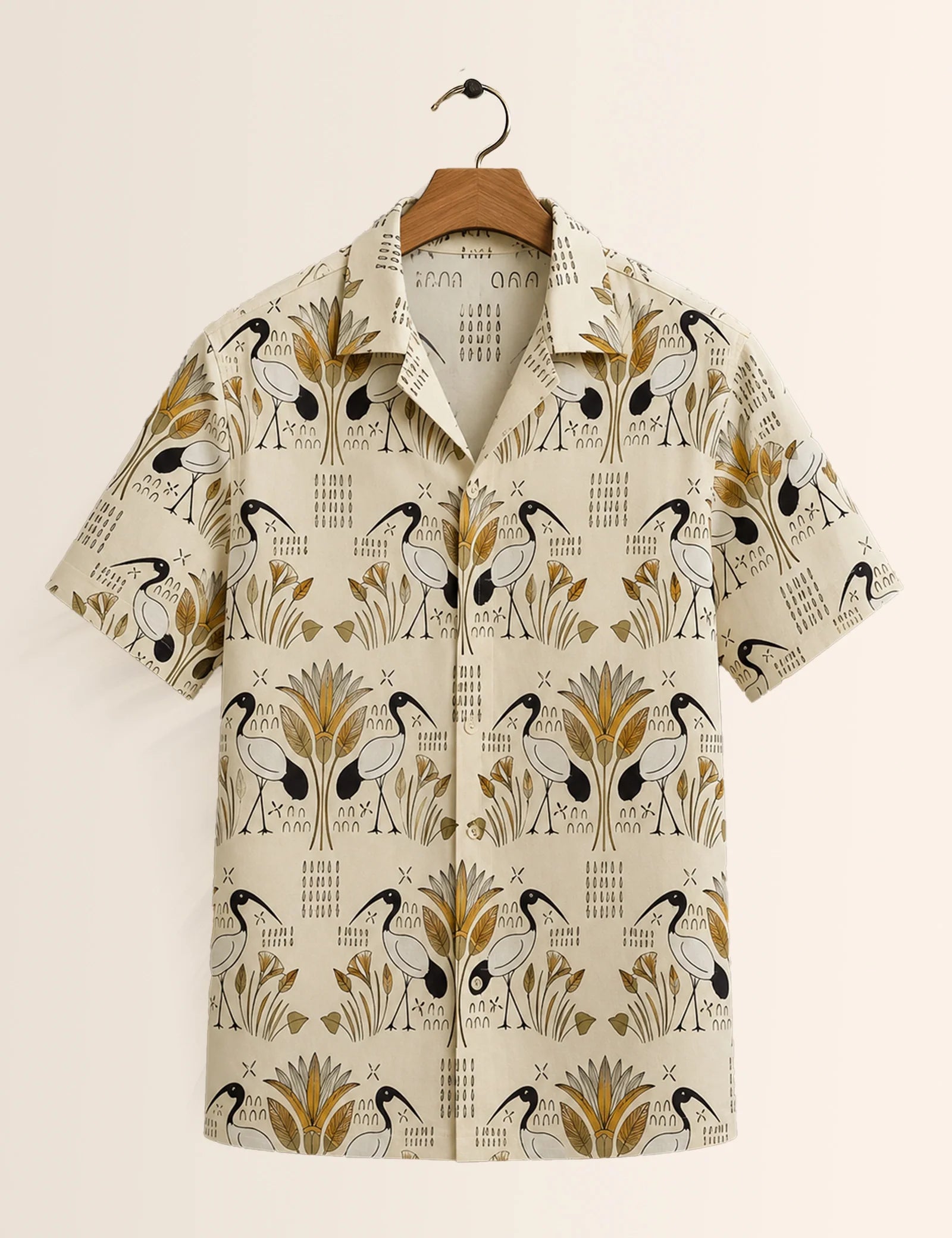 Cream Badak Printed Unisex Half Sleeves Shirt