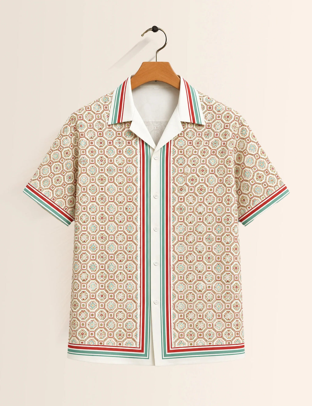 Cream Gucchi Printed Unisex Half Sleeves Shirt
