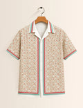 Cream Gucchi Printed Unisex Half Sleeves Shirt