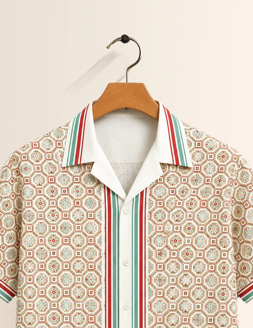 Cream Gucchi Printed Unisex Half Sleeves Shirt