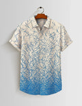 Cream Blue Scratch Printed Mens Half Sleeves Shirts Exclusive - XPST
