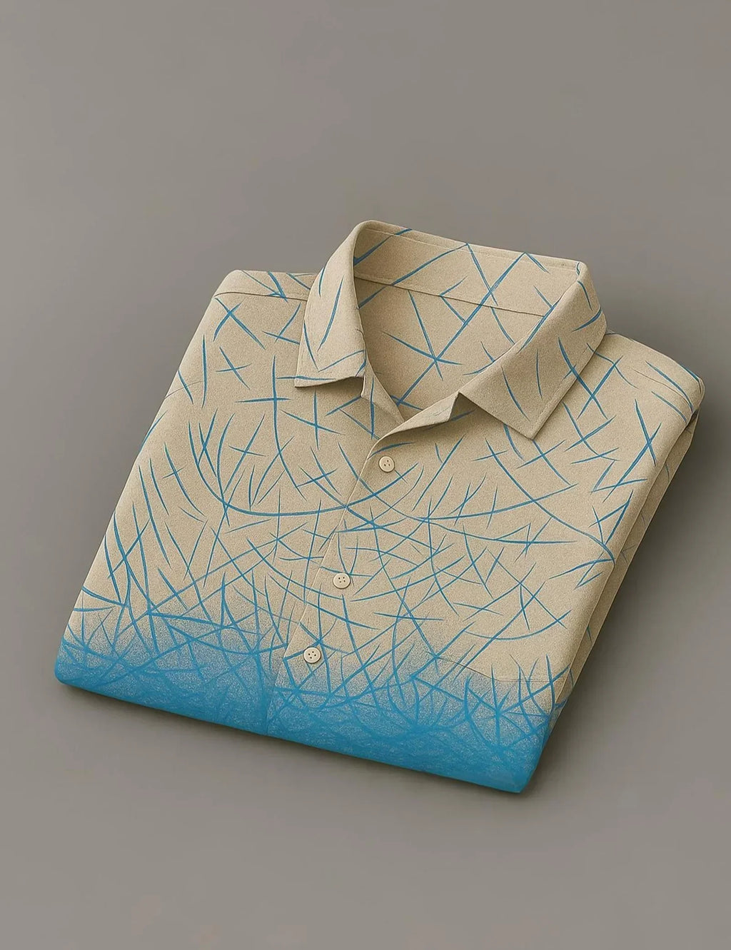 Cream Blue Scratch Printed Mens Half Sleeves Shirts Exclusive - XPST