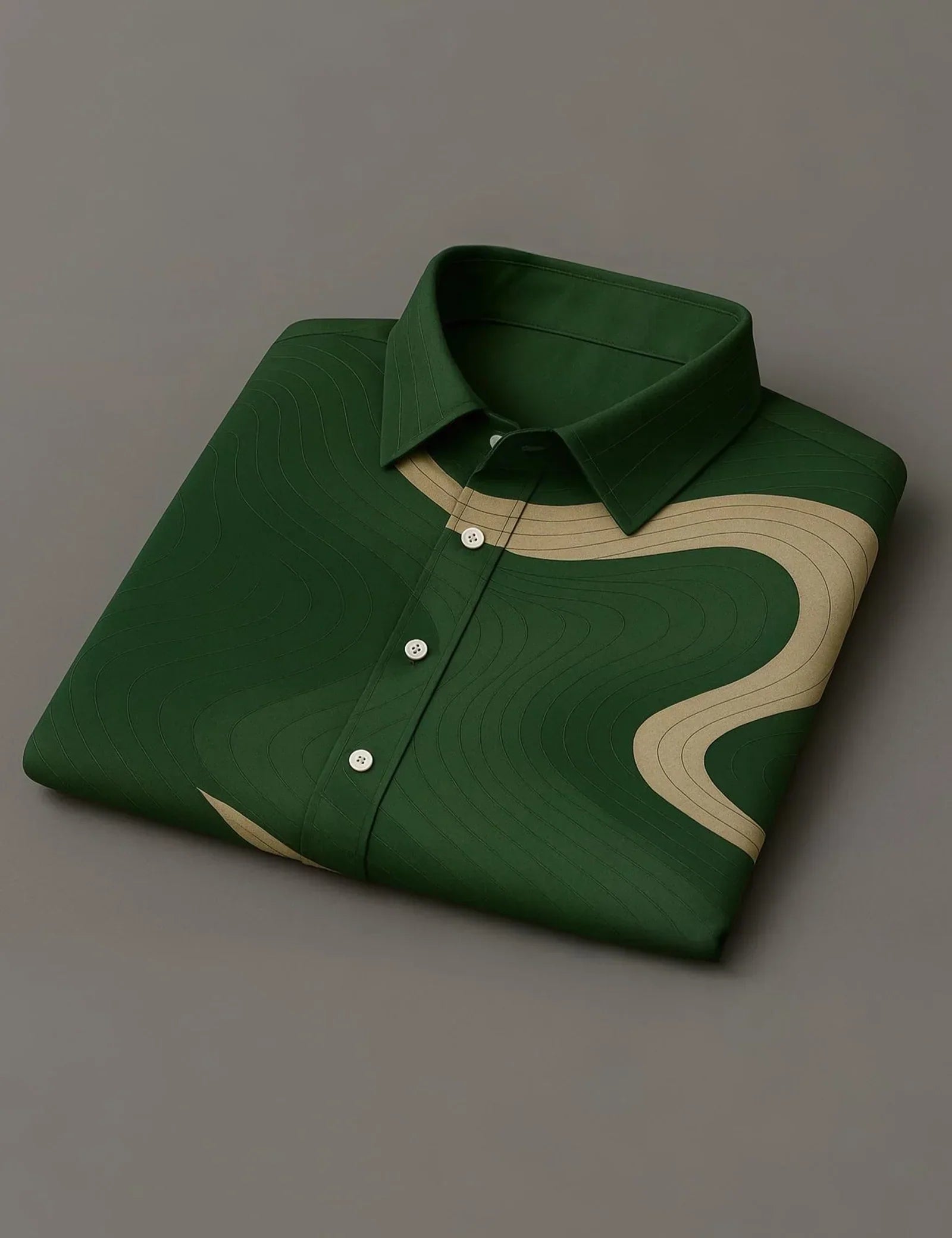 Dark Green Wavy Printed Mens Half Sleeves Shirts Exclusive - XPST