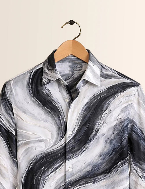 Black Wavy Type Full Sleeves Shirts - XPST