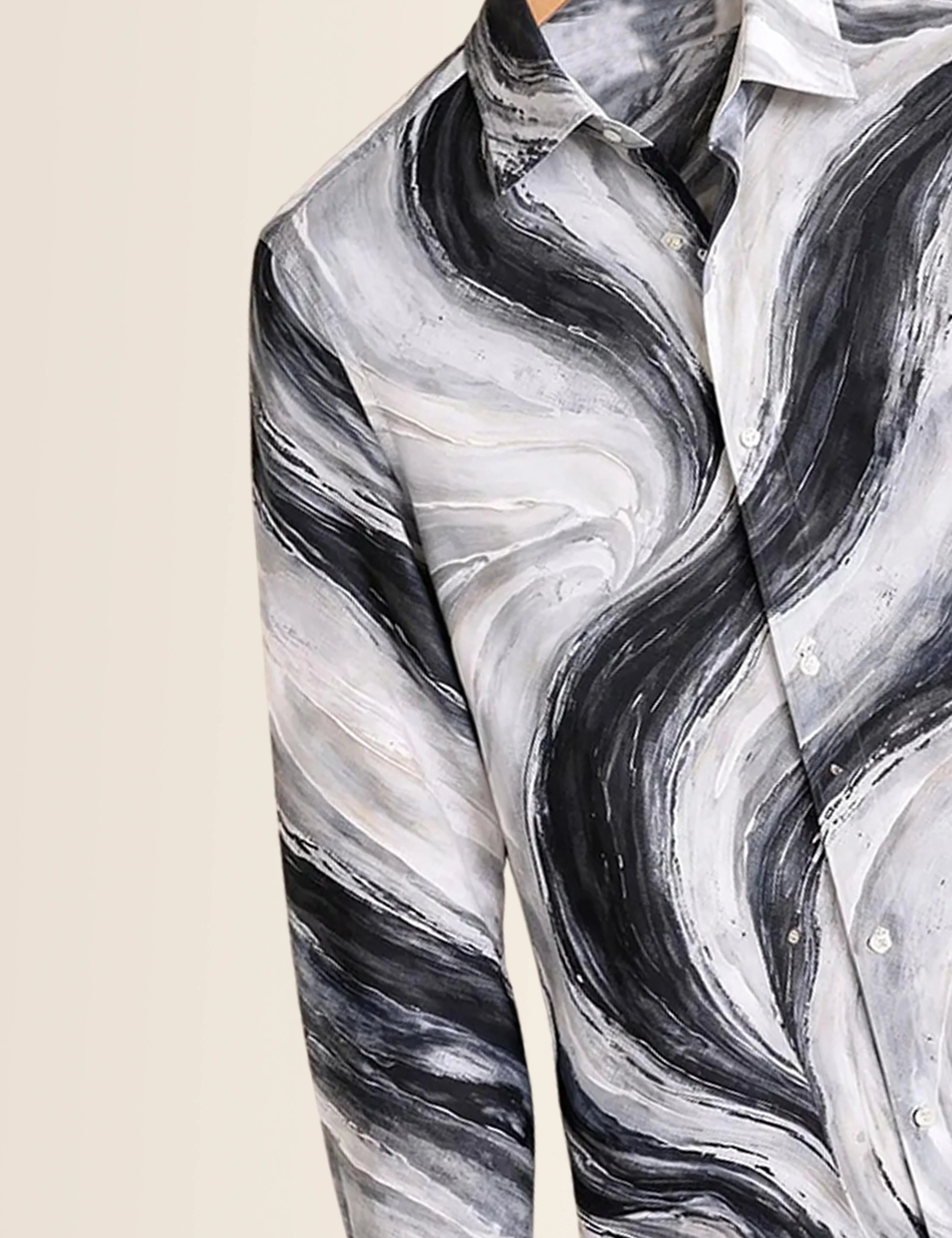 Black Wavy Type Full Sleeves Shirts - XPST