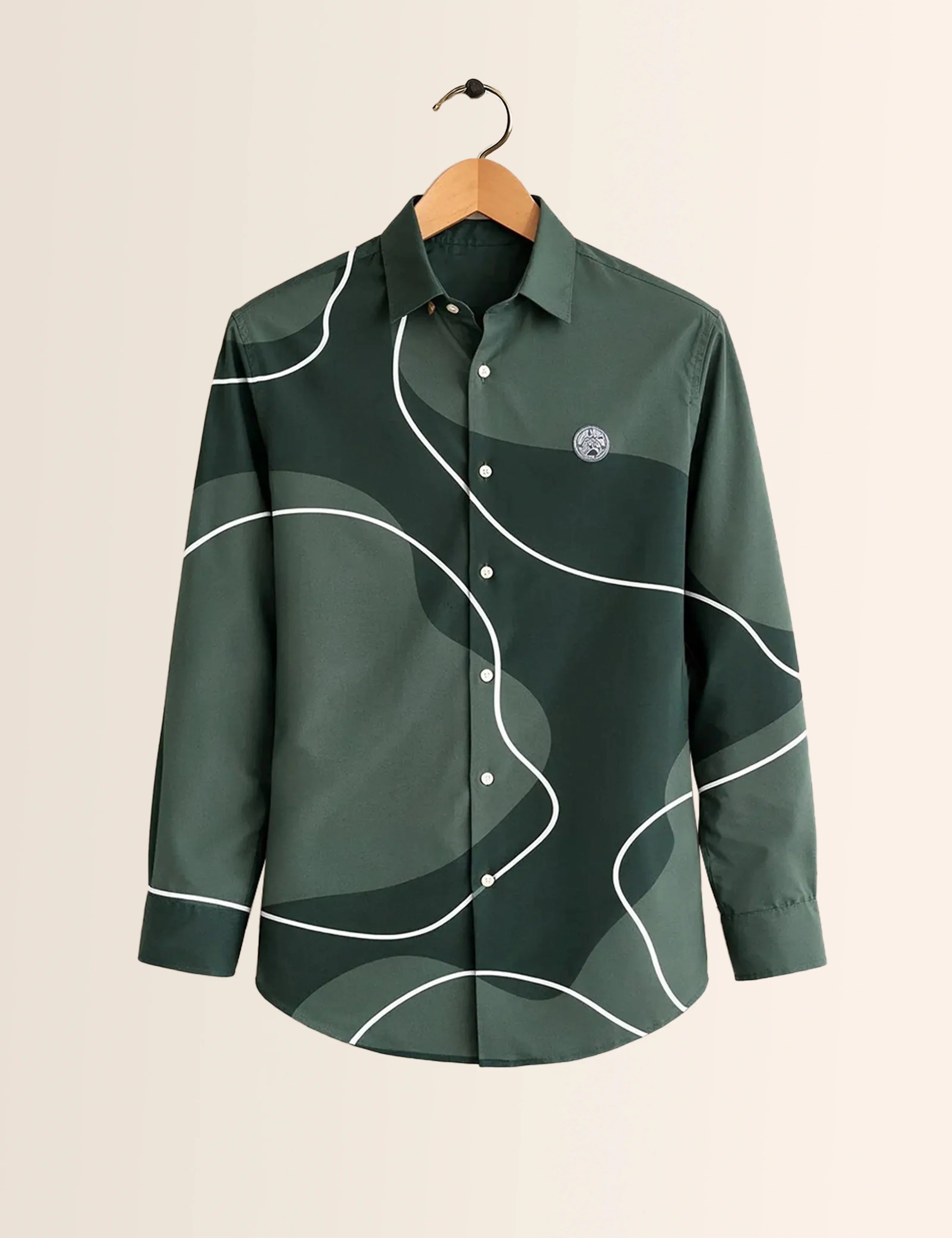 Green Patch Type Full Sleeves Shirts - XPST