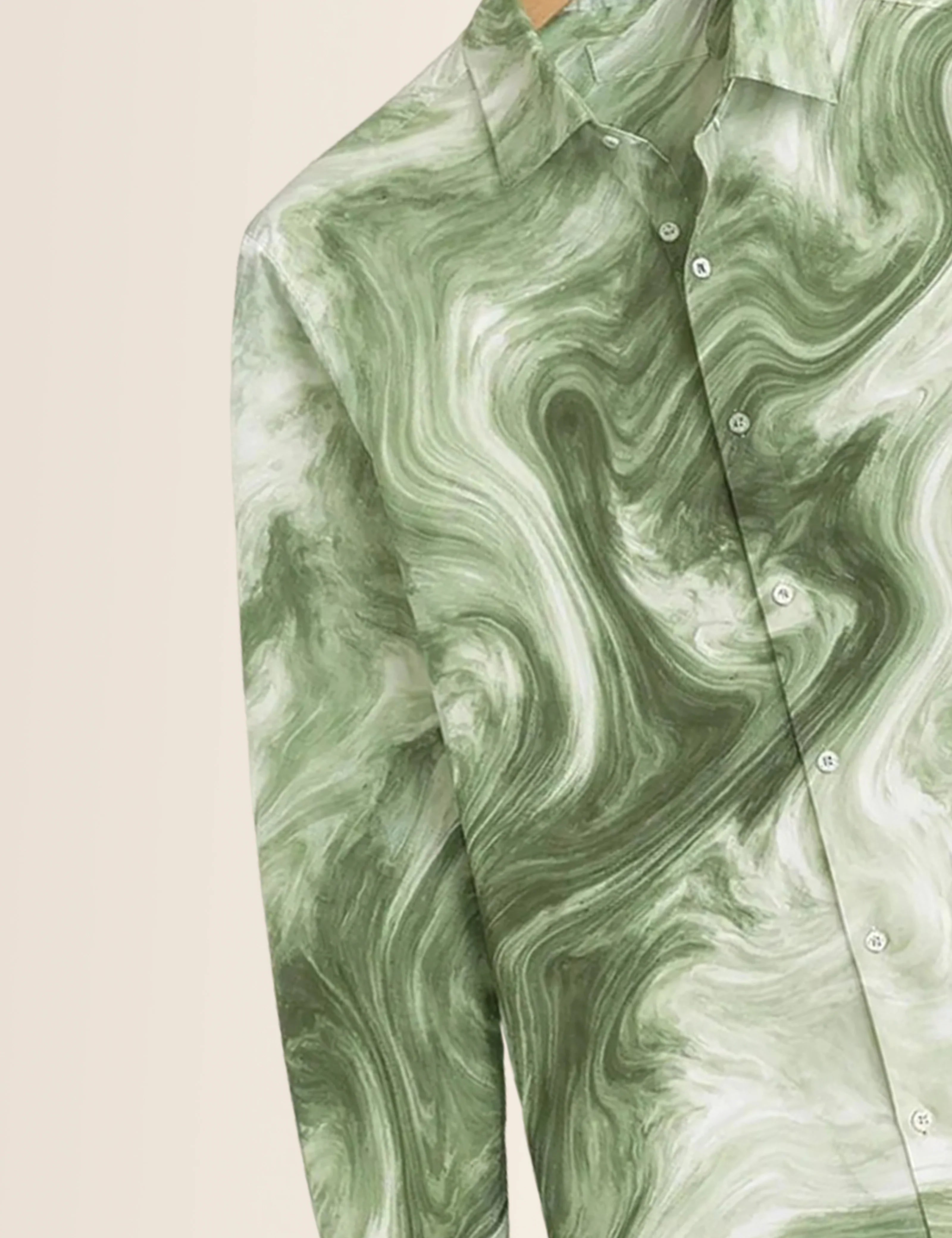 Green Smoke Type Full Sleeves Shirts - XPST
