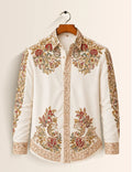 White Golden Design Full Sleeves Shirts - XPST