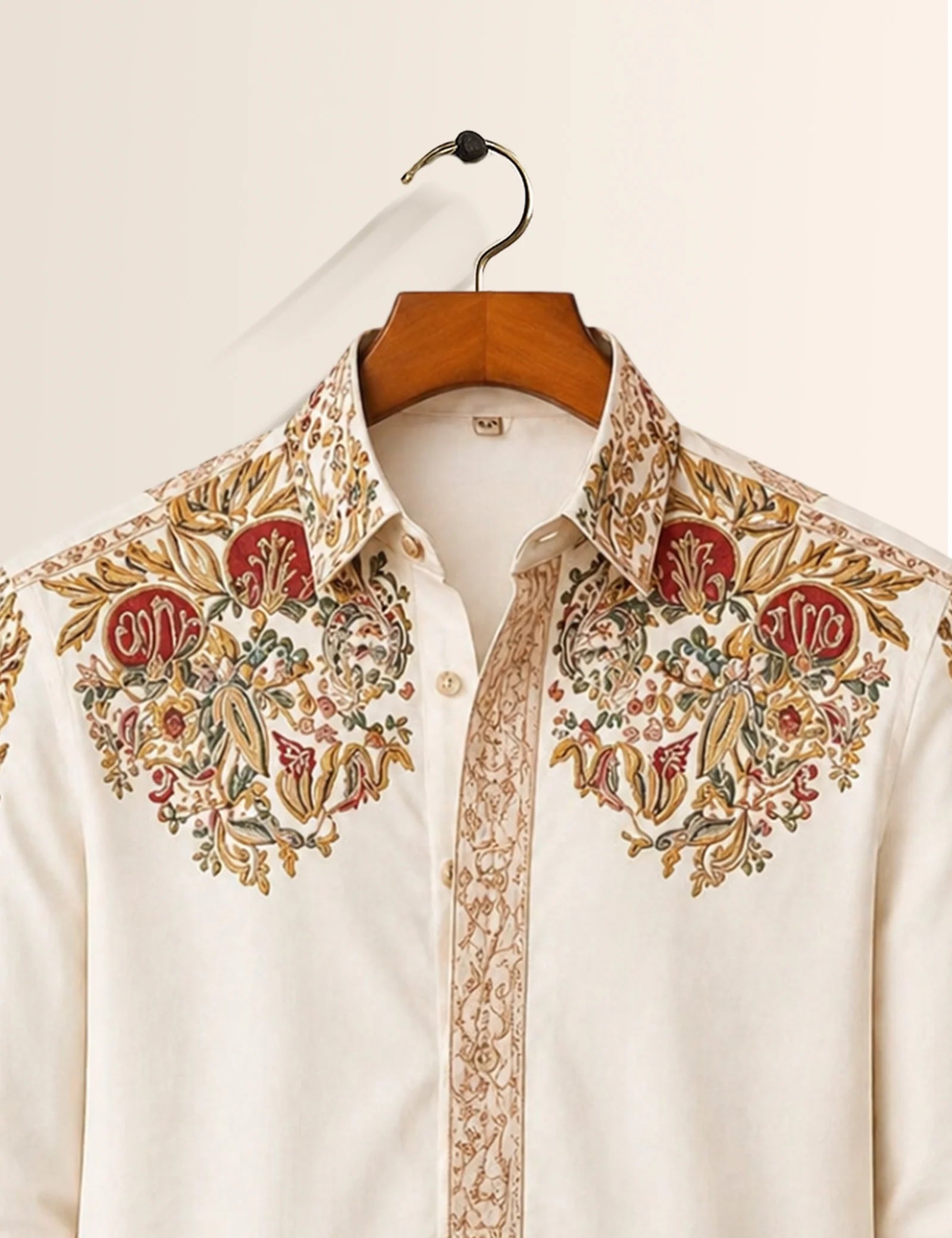 White Golden Design Full Sleeves Shirts - XPST