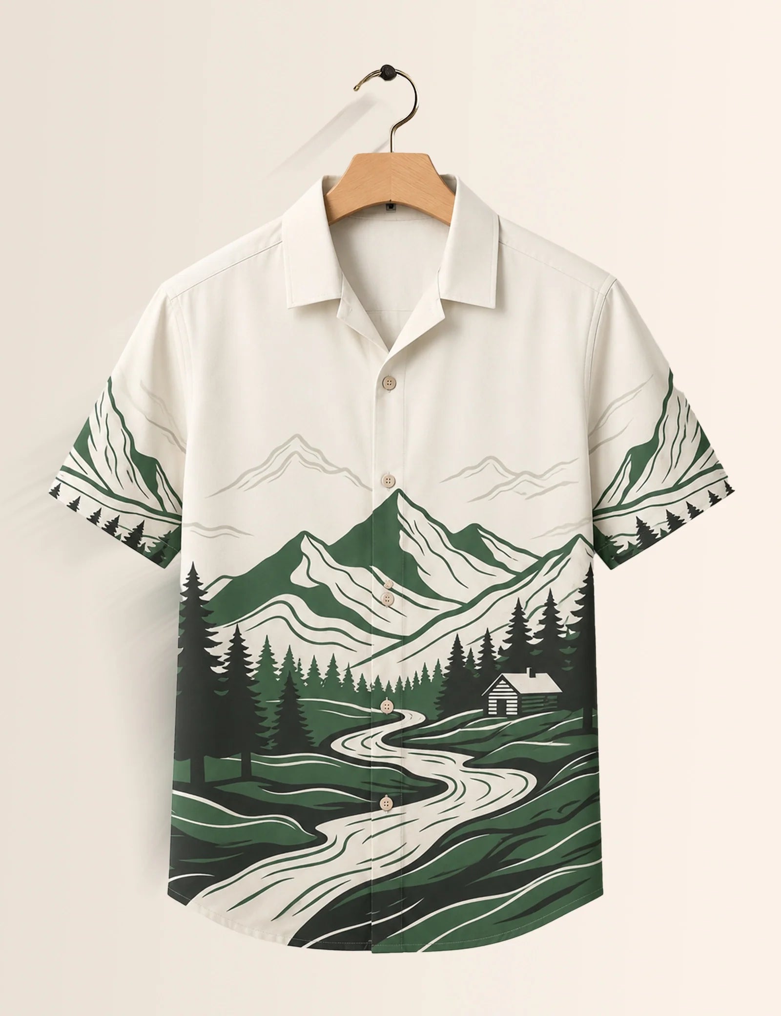Green Scenery Printed Unisex Half Sleeves Shirt