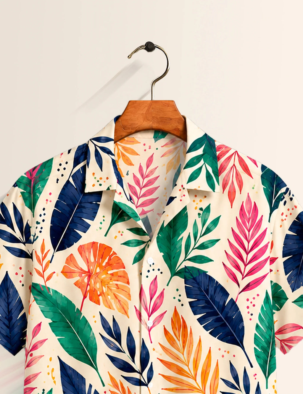 Multi Leaves Printed Unisex Half Sleeves Shirt
