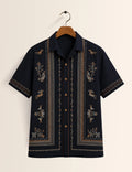 Navy Embroidery Printed Unisex Half Sleeves Shirt