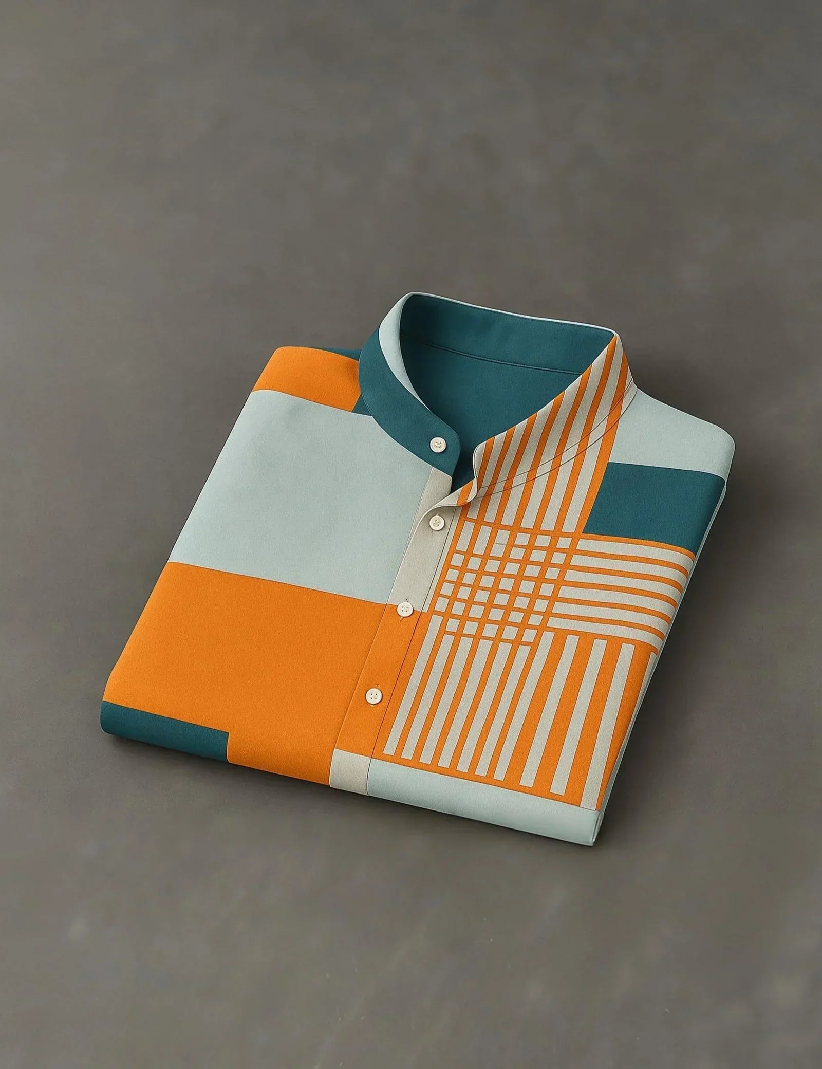 Orange Patchwork Printed Mens Half Sleeves Shirts Exclusive - XPST