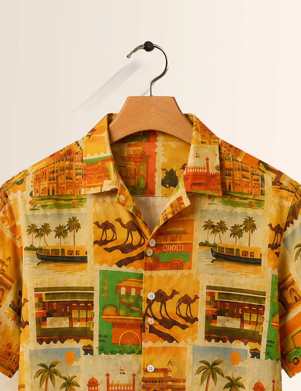 Yellow Printed Unisex Half Sleeves Shirt