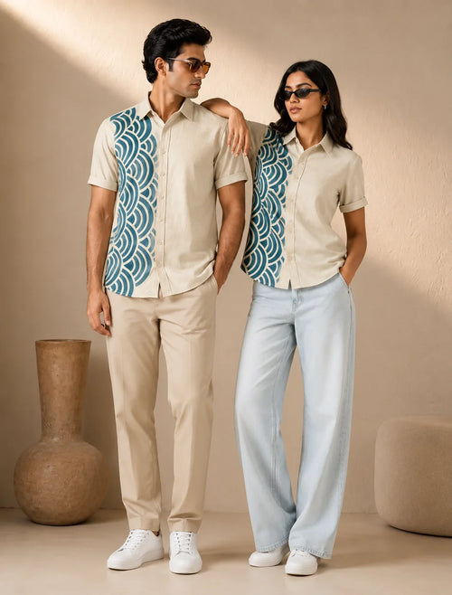 Blue Scales Printed Mens Half Sleeves Shirts Exclusive - XPST