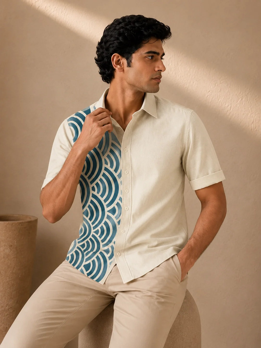 Blue Scales Printed Mens Half Sleeves Shirts Exclusive - XPST