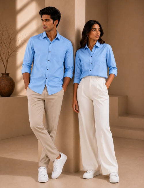 Blue Solid Full Sleeves Shirts - XPST