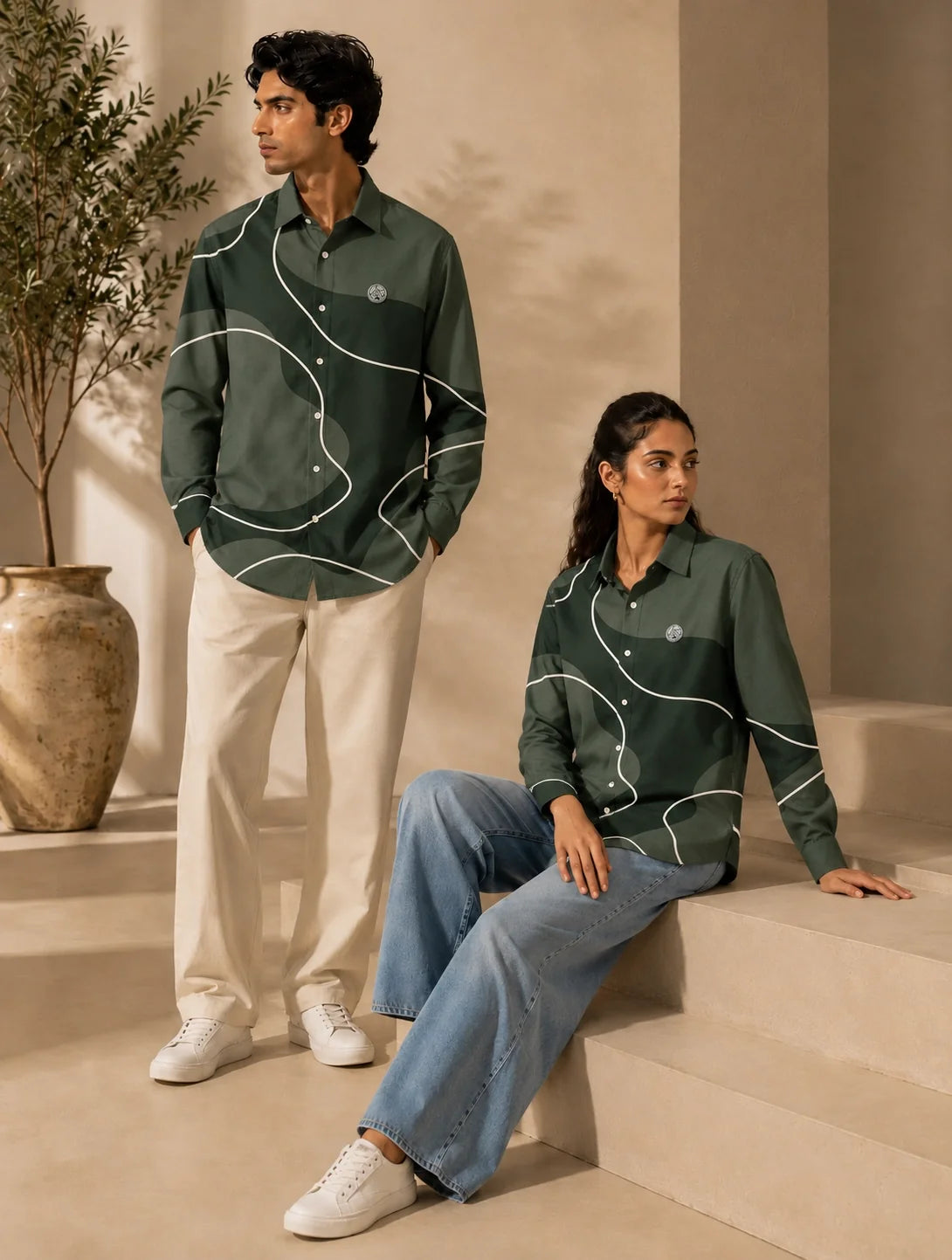 Green Patch Type Full Sleeves Shirts - XPST