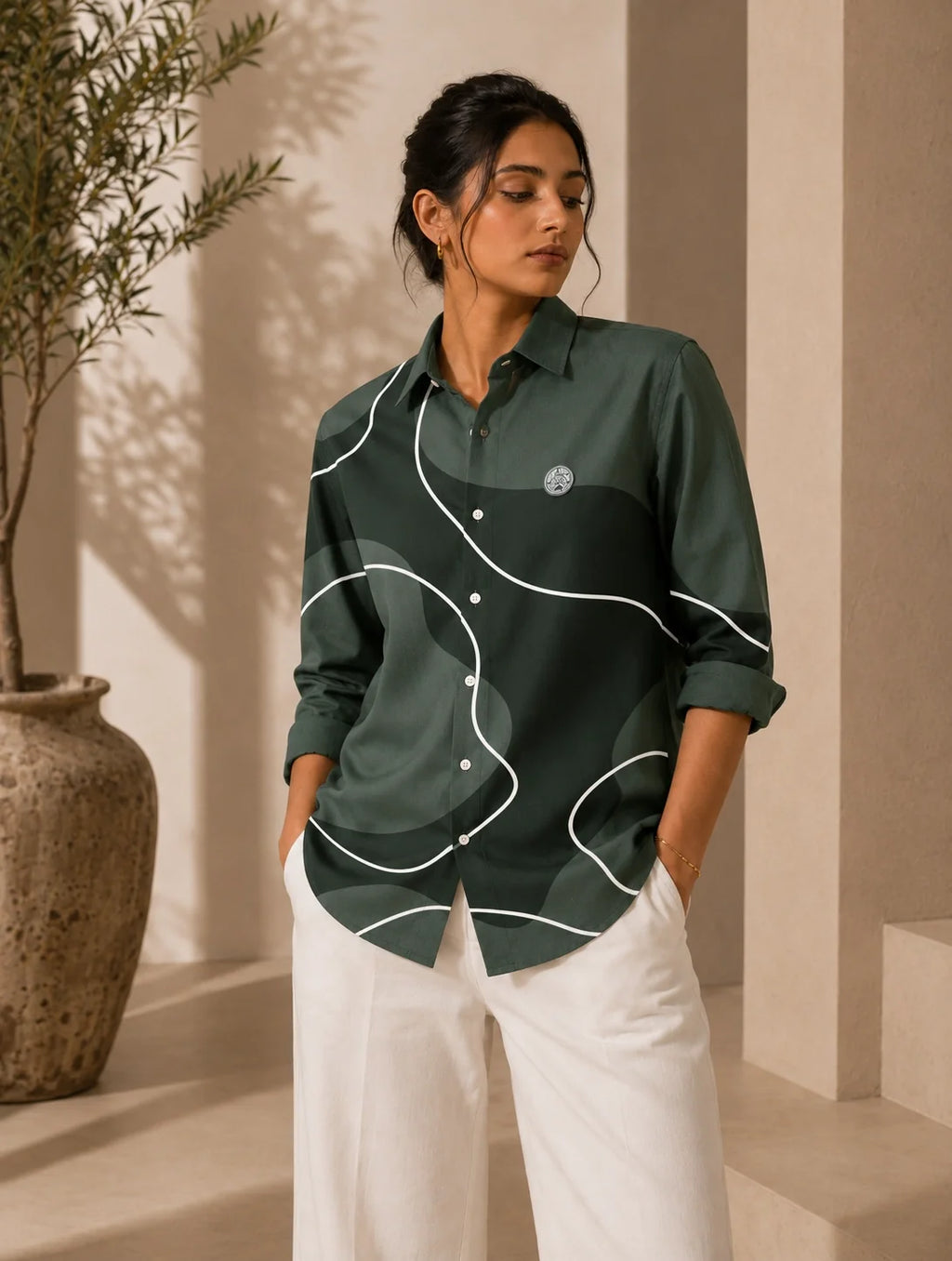 Green Patch Type Full Sleeves Shirts - XPST