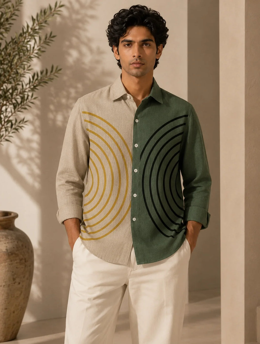 Half Circle Printed Mens Half Sleeves Shirts Exclusive - XPST
